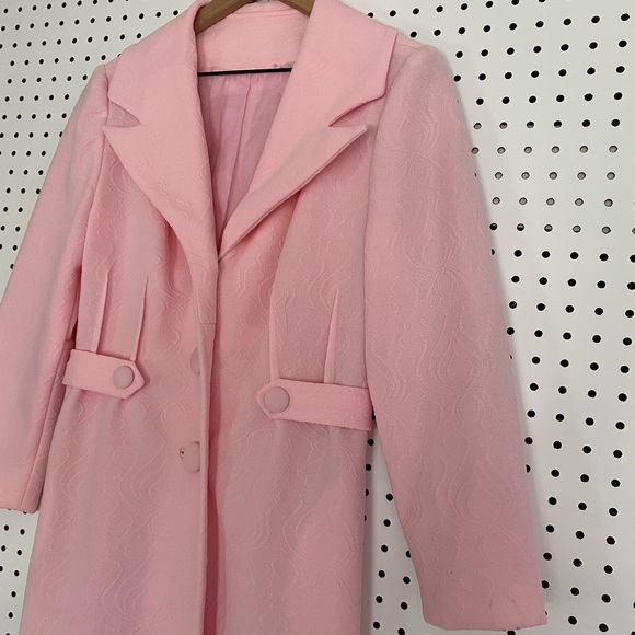 50’s 60’s 70’s Vintage Baby Pink Long Jacket - Picture 10 of 11